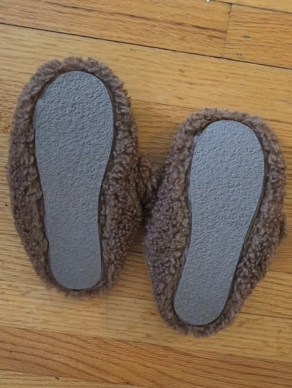 J. Crew Brown Fuzzy Bear Slip-On Slippers